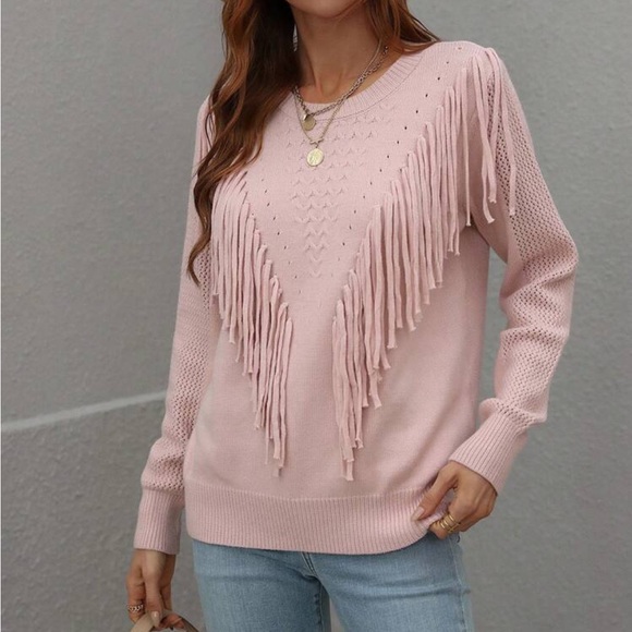 Cozy fringe detail sweater top - Picture 12 of 16
